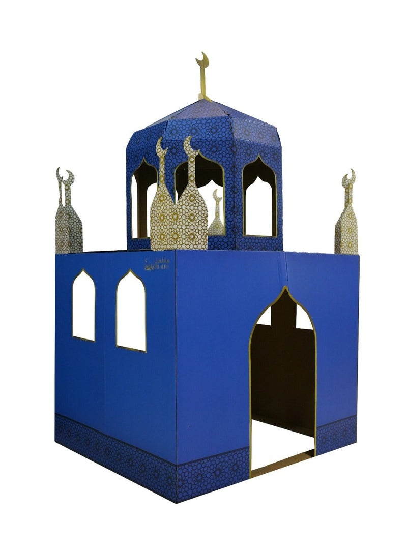 هلالفل بيت لعب من الورق المقوى على شكل مسجد هلال الأزرق | بيت لعب داخلي للأطفال | لعبة تعليمية تفاعلية | سهل التركيب | هدية عيد ميلاد إسلامية | ديكور لغرفة الأطفال | مركز لعب إبداعي - Image 1